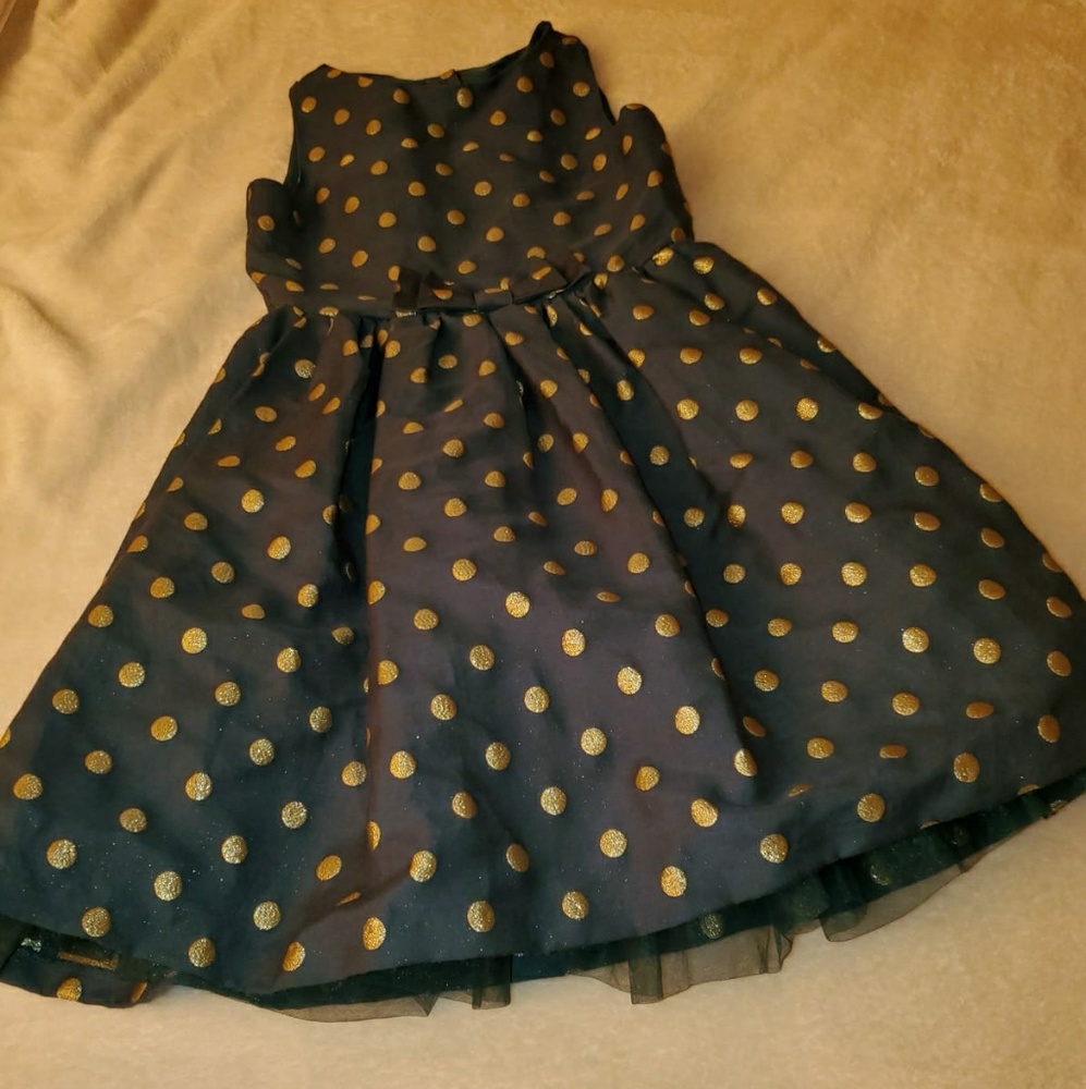 Dress Black Gold Polka Dot